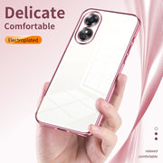 For OPPO A17 / A17K Transparent Plating Fine Hole Phone Case(Black)