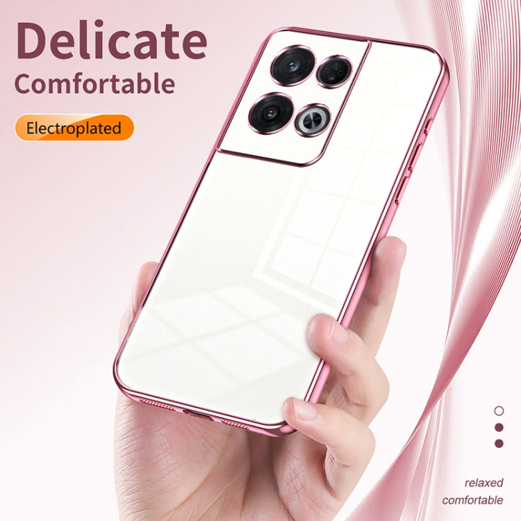 For OPPO Reno8 Pro Transparent Plating Fine Hole Phone Case(Gold)