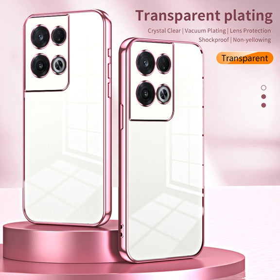 For OPPO Reno8 Pro Transparent Plating Fine Hole Phone Case(Black)