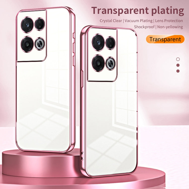 For OPPO Reno8 Pro Transparent Plating Fine Hole Phone Case(Black)