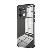 For OPPO Reno8 Transparent Plating Fine Hole Phone Case(Black)