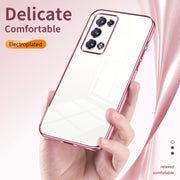 For OPPO Reno6 Pro+ Transparent Plating Fine Hole Phone Case(Pink)