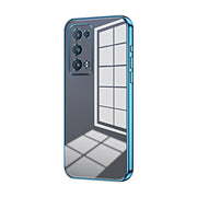 For OPPO Reno6 Pro+ Transparent Plating Fine Hole Phone Case(Blue)