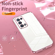 For OPPO Reno6 Pro+ Transparent Plating Fine Hole Phone Case(Blue)