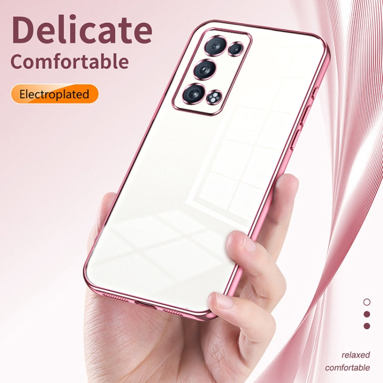 For OPPO Reno6 Pro+ Transparent Plating Fine Hole Phone Case(Blue)