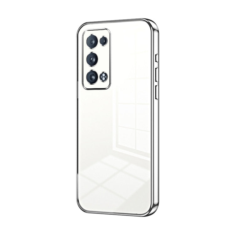 For OPPO Reno6 Pro+ Transparent Plating Fine Hole Phone Case(Silver)