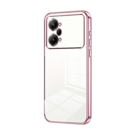 For OPPO K10 Pro Transparent Plating Fine Hole Phone Case(Pink)