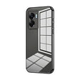 For OPPO A57 5G Transparent Plating Fine Hole Phone Case(Black) - OPPO Cases by PMC TechLife | Online Shopping South Africa | PMC TechLife | Buy Now Pay Later Mobicred