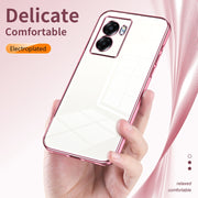 For OPPO A57 5G Transparent Plating Fine Hole Phone Case(Black)
