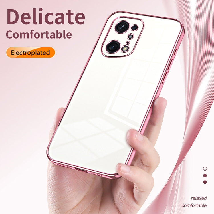 For OPPO Find X5 Pro Transparent Plating Fine Hole Phone Case(Black)
