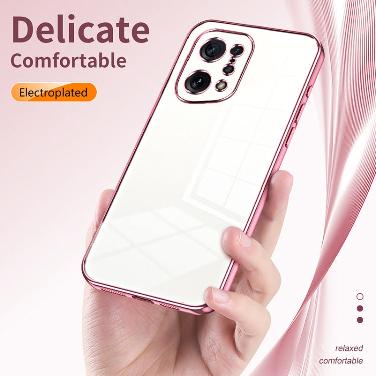 For OPPO Find X5 Transparent Plating Fine Hole Phone Case(Silver)