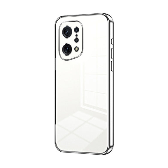 For OPPO Find X5 Transparent Plating Fine Hole Phone Case(Silver)
