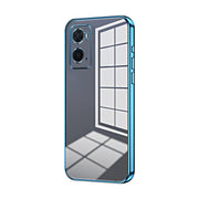 For OPPO A36 / A76 / A96 4G Global Transparent Plating Fine Hole Phone Case(Blue)
