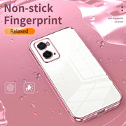 For OPPO A36 / A76 / A96 4G Global Transparent Plating Fine Hole Phone Case(Blue)