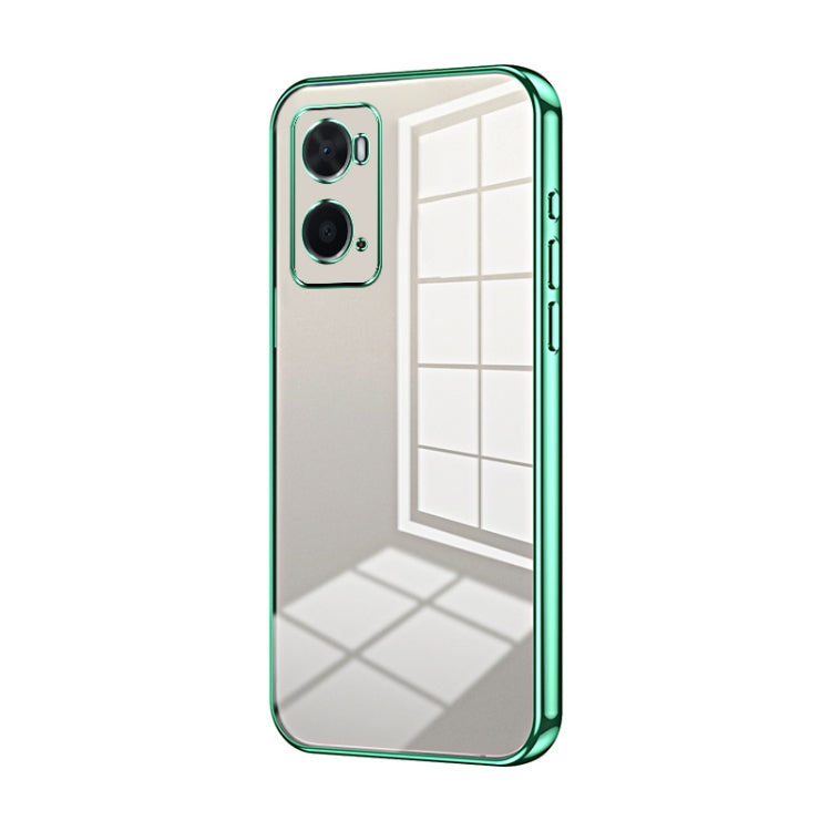 For OPPO A36 / A76 / A96 4G Global Transparent Plating Fine Hole Phone Case(Green)