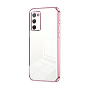 For OPPO A55 5G / A56 / A53s 5G Transparent Plating Fine Hole Phone Case(Pink)