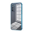 For OPPO A55 5G / A56 / A53s 5G Transparent Plating Fine Hole Phone Case(Blue) - OPPO Cases by PMC TechLife | Online Shopping South Africa | PMC TechLife | Buy Now Pay Later Mobicred