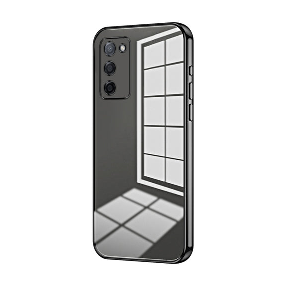 For OPPO A55 5G / A56 / A53s 5G Transparent Plating Fine Hole Phone Case(Black)