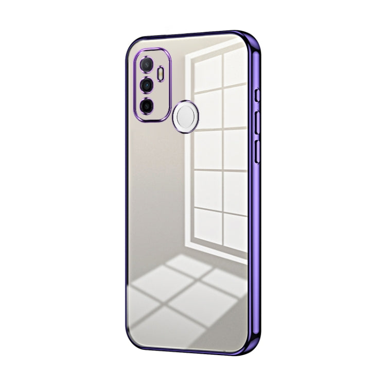 For OPPO A53 2020 / A32 / A11s  Transparent Plating Fine Hole Phone Case(Purple)