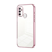 For OPPO A53 2020 / A32 / A11s  Transparent Plating Fine Hole Phone Case(Pink)