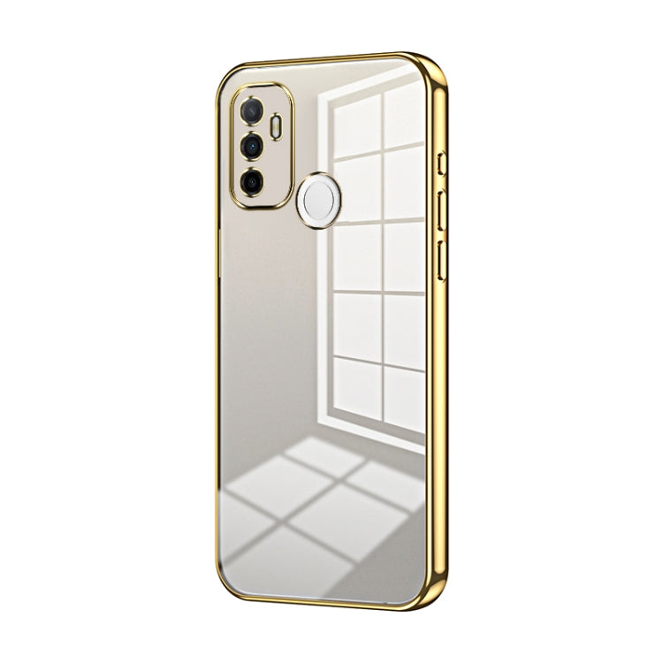 For OPPO A53 2020 / A32 / A11s  Transparent Plating Fine Hole Phone Case(Gold)