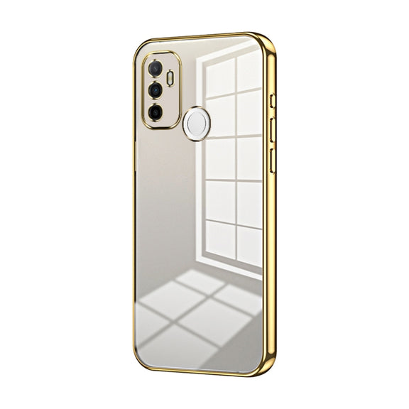 For OPPO A53 2020 / A32 / A11s  Transparent Plating Fine Hole Phone Case(Gold)