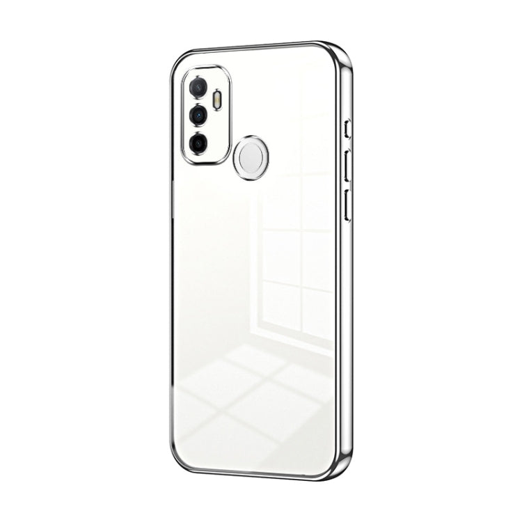 For OPPO A53 2020 / A32 / A11s  Transparent Plating Fine Hole Phone Case(Silver)
