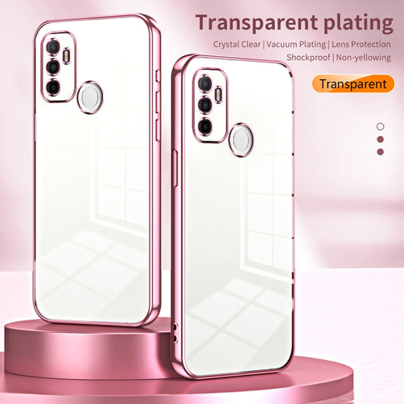 For OPPO A53 2020 / A32 / A11s  Transparent Plating Fine Hole Phone Case(Silver)