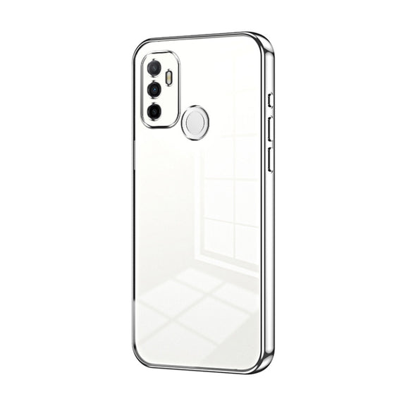 For OPPO A53 2020 / A32 / A11s  Transparent Plating Fine Hole Phone Case(Silver)