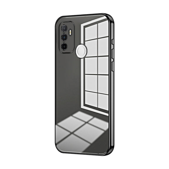 For OPPO A53 2020 / A32 / A11s  Transparent Plating Fine Hole Phone Case(Black)