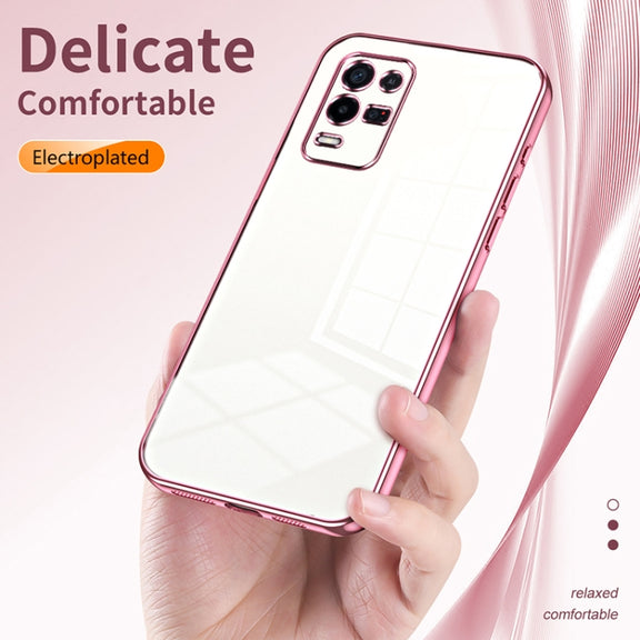For OPPO K9x Transparent Plating Fine Hole Phone Case(Gold)