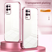 For OPPO K9x Transparent Plating Fine Hole Phone Case(Blue)