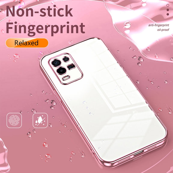 For OPPO K9x Transparent Plating Fine Hole Phone Case(Blue)