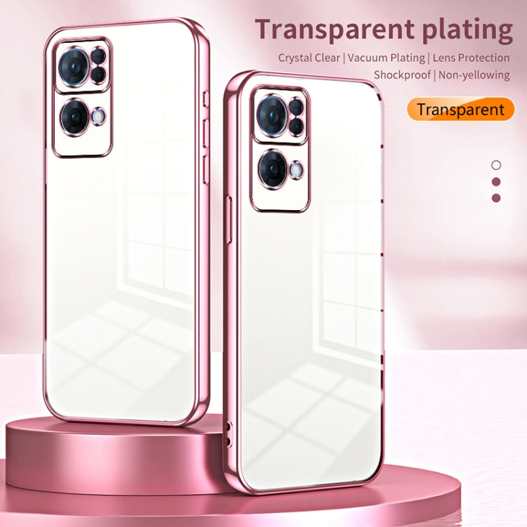 For OPPO Reno7 Pro Transparent Plating Fine Hole Phone Case(Gold)