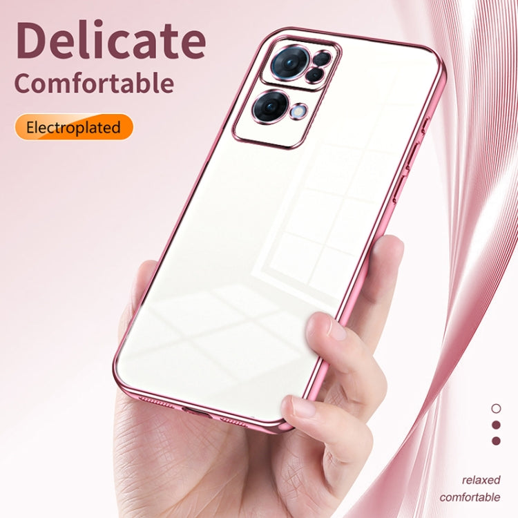 For OPPO Reno7 Pro Transparent Plating Fine Hole Phone Case(Gold)