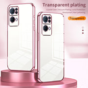 For OPPO Reno7 Pro Transparent Plating Fine Hole Phone Case(Blue)