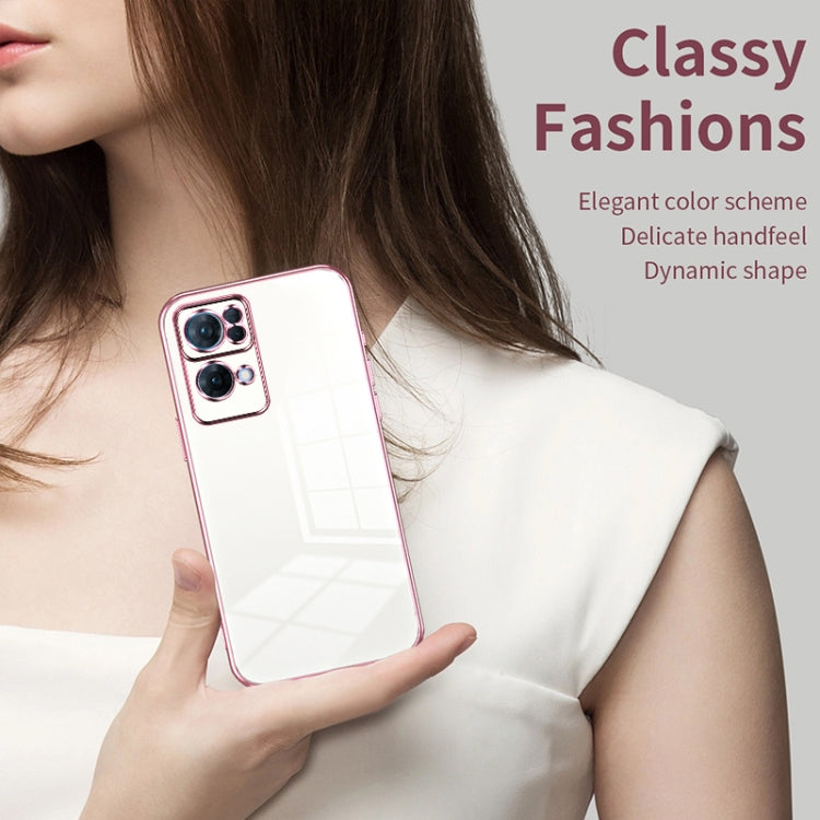 For OPPO Reno7 Pro Transparent Plating Fine Hole Phone Case(Blue)