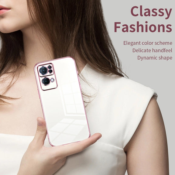 For OPPO Reno7 Pro Transparent Plating Fine Hole Phone Case(Green)