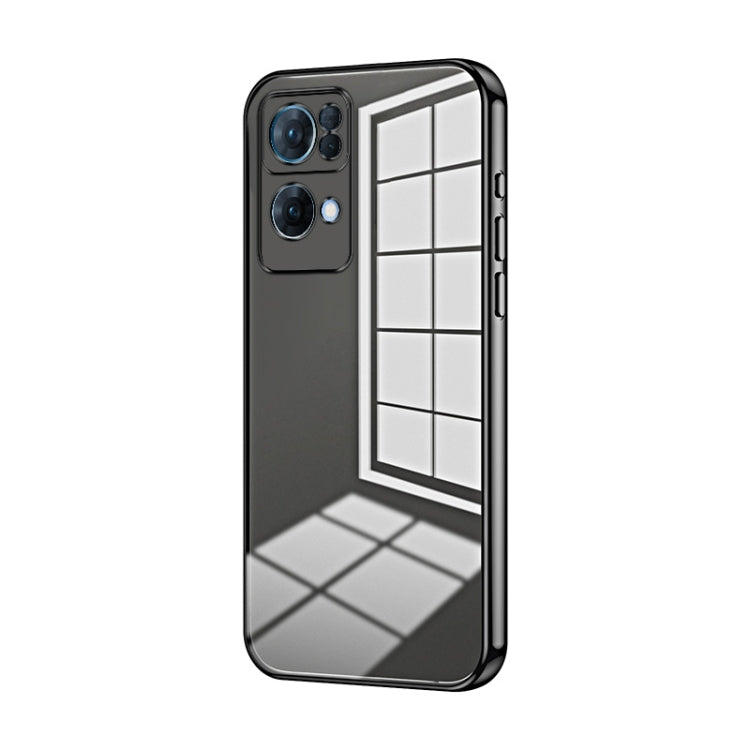 For OPPO Reno7 Pro Transparent Plating Fine Hole Phone Case(Black)