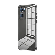 For OPPO Reno7 5G Transparent Plating Fine Hole Phone Case(Black)