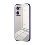 For OPPO Reno7 SE Transparent Plating Fine Hole Phone Case(Purple)