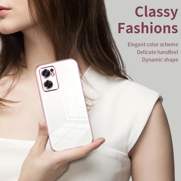 For OPPO Reno7 SE Transparent Plating Fine Hole Phone Case(Purple)