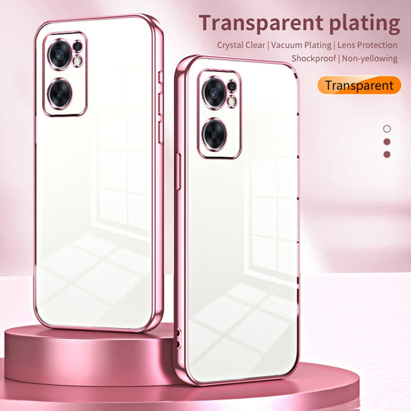For OPPO Reno7 SE Transparent Plating Fine Hole Phone Case(Gold)