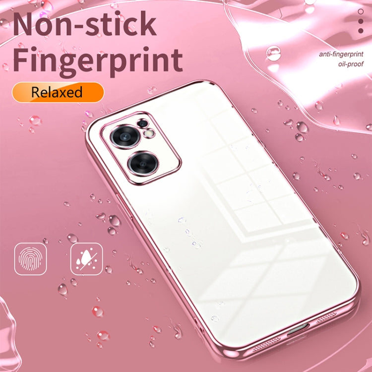For OPPO Reno7 SE Transparent Plating Fine Hole Phone Case(Gold)