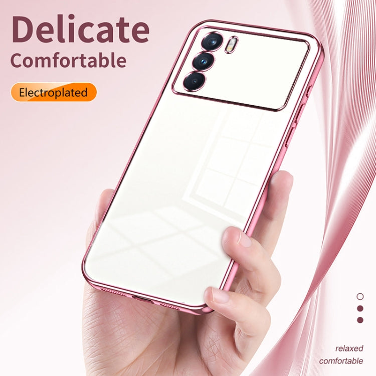 For OPPO K9 Pro Transparent Plating Fine Hole Phone Case(Blue)