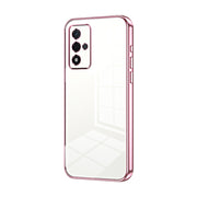 For OPPO A93s 5G Transparent Plating Fine Hole Phone Case(Pink)