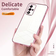 For OPPO A93s 5G Transparent Plating Fine Hole Phone Case(Pink)
