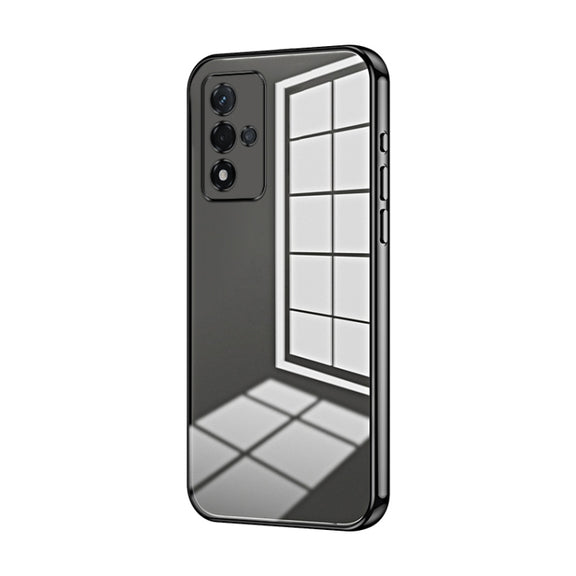 For OPPO A93s 5G Transparent Plating Fine Hole Phone Case(Black)