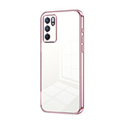 For OPPO Reno6 Indian / Malay Transparent Plating Fine Hole Phone Case(Pink)