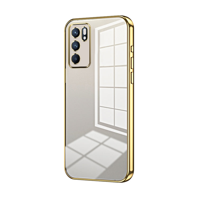 For OPPO Reno6 Indian / Malay Transparent Plating Fine Hole Phone Case(Gold)